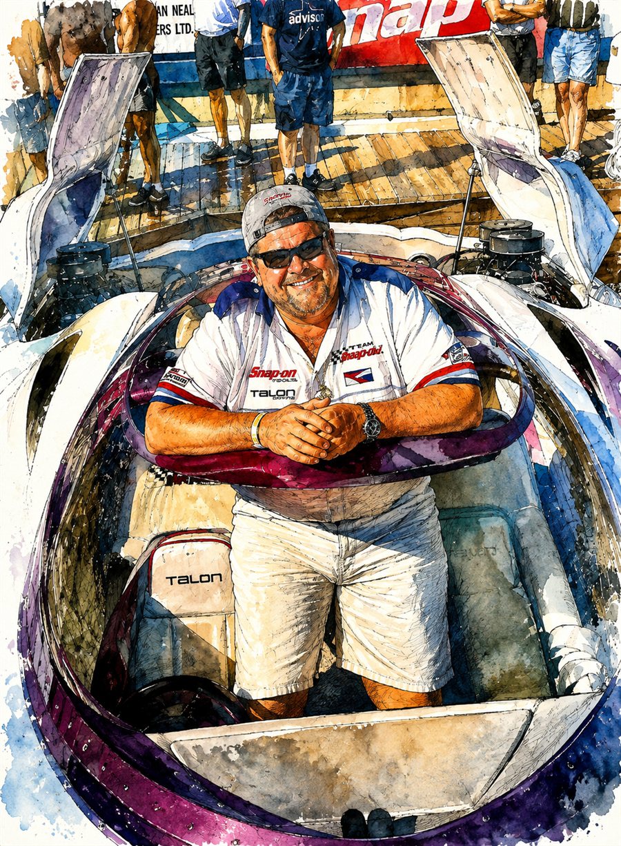 Captain Carl McBride aboard a high-performance Talon powerboat.